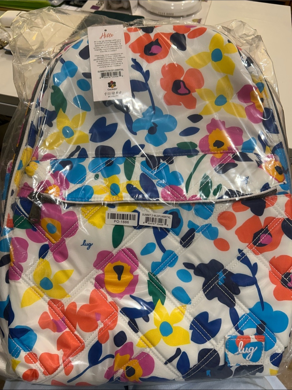 Lug Summit 2 Wildflower XL Quilted Backpack - Multicolor NWT